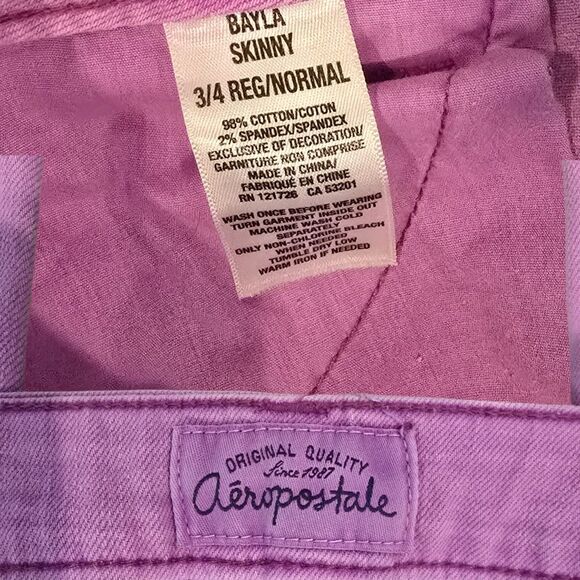 Aeropostale Women's Jeans Pink Lilac Size 3/4 Bayla Skinny - Picture 3 of 5